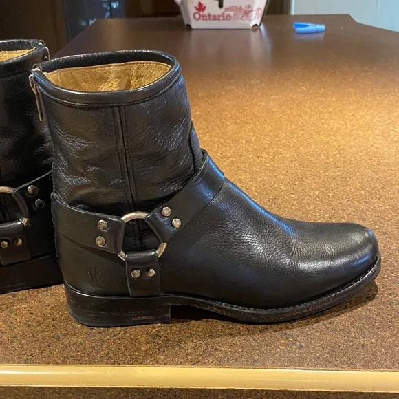 Frye Black Leather Ankle Boots - Picture 6 of 7